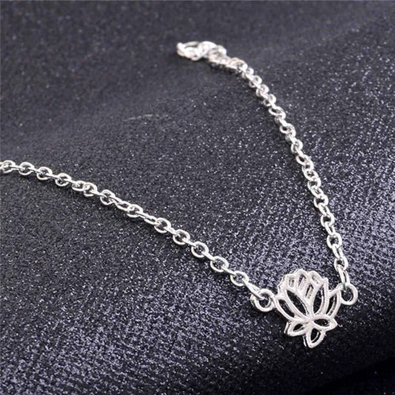 Сплав цветок лотоса ножной браслет цепочка серебро Элегантный Индийский амулет ювелирные изделия для женщин девочек