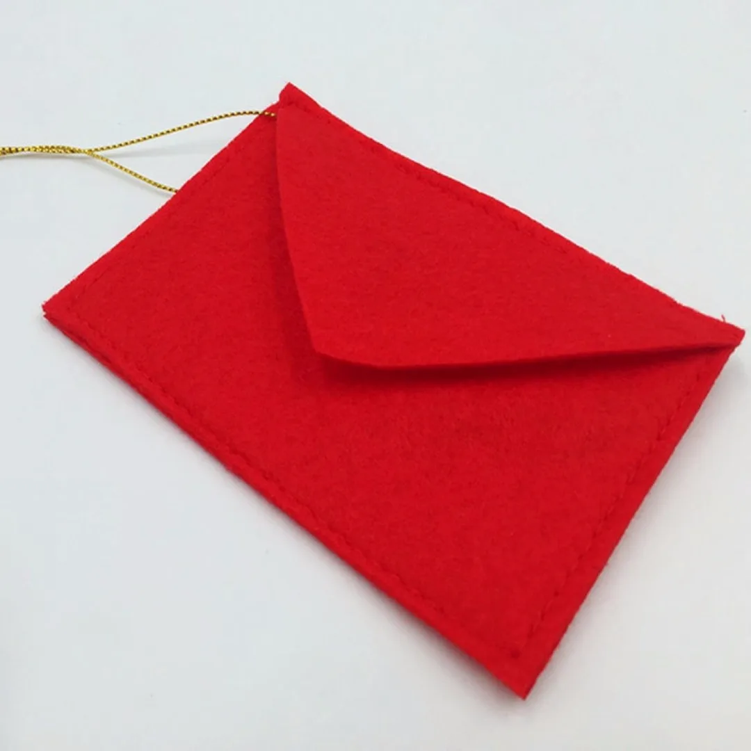 JX-LCLYL 2/5/10/20Pcs Letter to Santa Claus Red Felt Envelope Embroidery Xmas Ornament