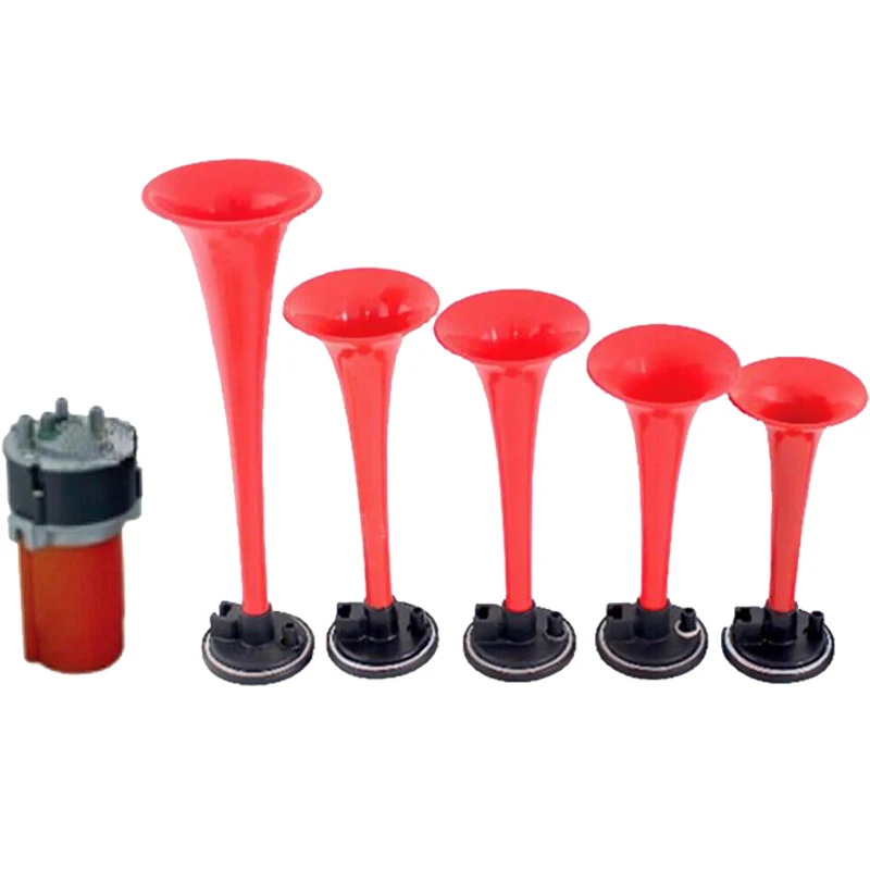 

125dB 5 Red Car Trumpet Air Horns Musical dixieland Air Horn Compressor Car Truck Boat train horn 12v car alarm siren klakson
