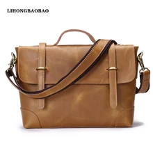 Classique Véritable Bandoulière En Cuir Sac Homme Vintage Porte-Documents pour Hommes Vachette Souple Marque Nouveau Voyage Sacs Robe Rétro Bandoulière Sac