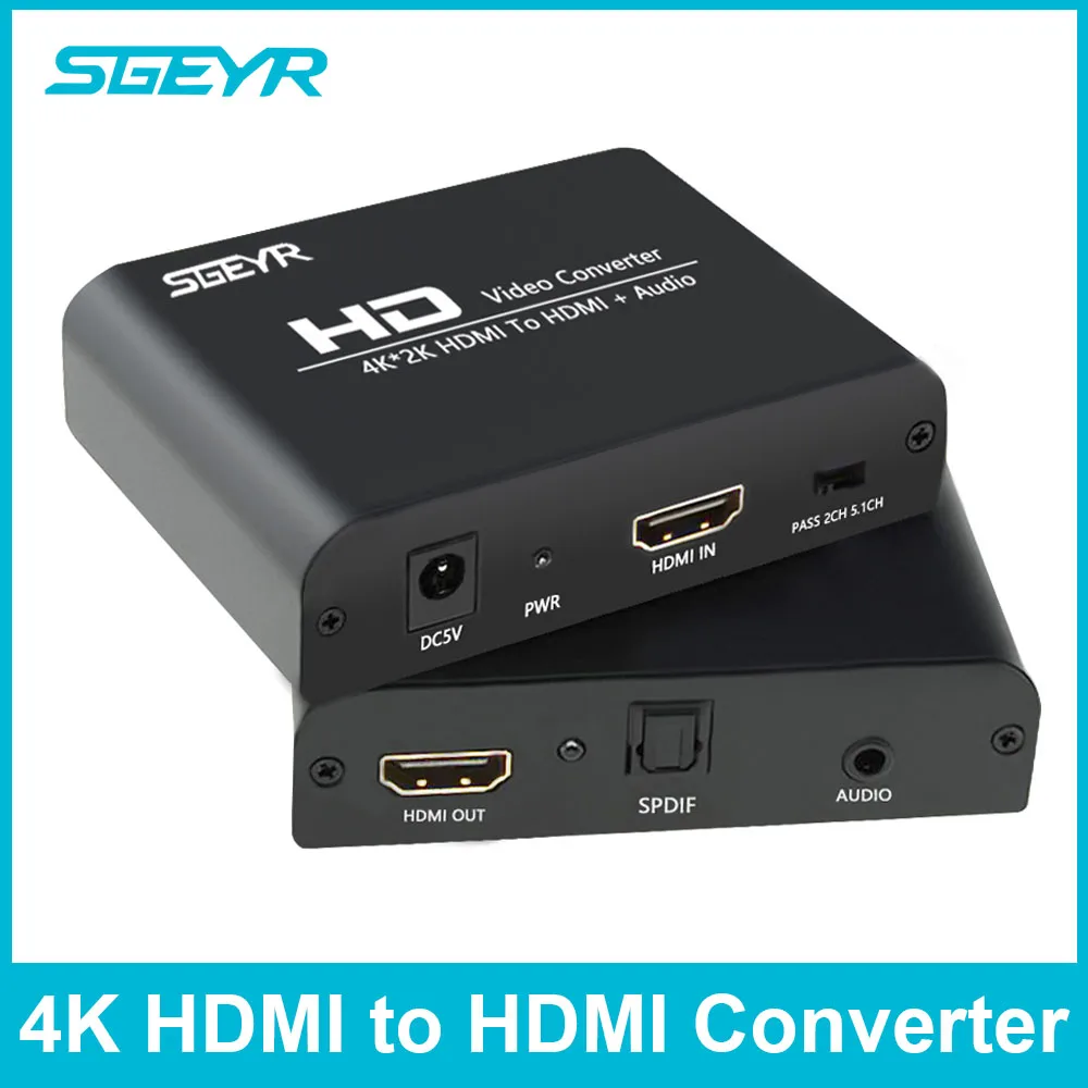 

4Kx2K HDMI to HDMI and Optical SPDIF +3.5mm Stereo Audio Extractor Converter (HDMI Input,HDMI + Digital/Analog Audio Output)