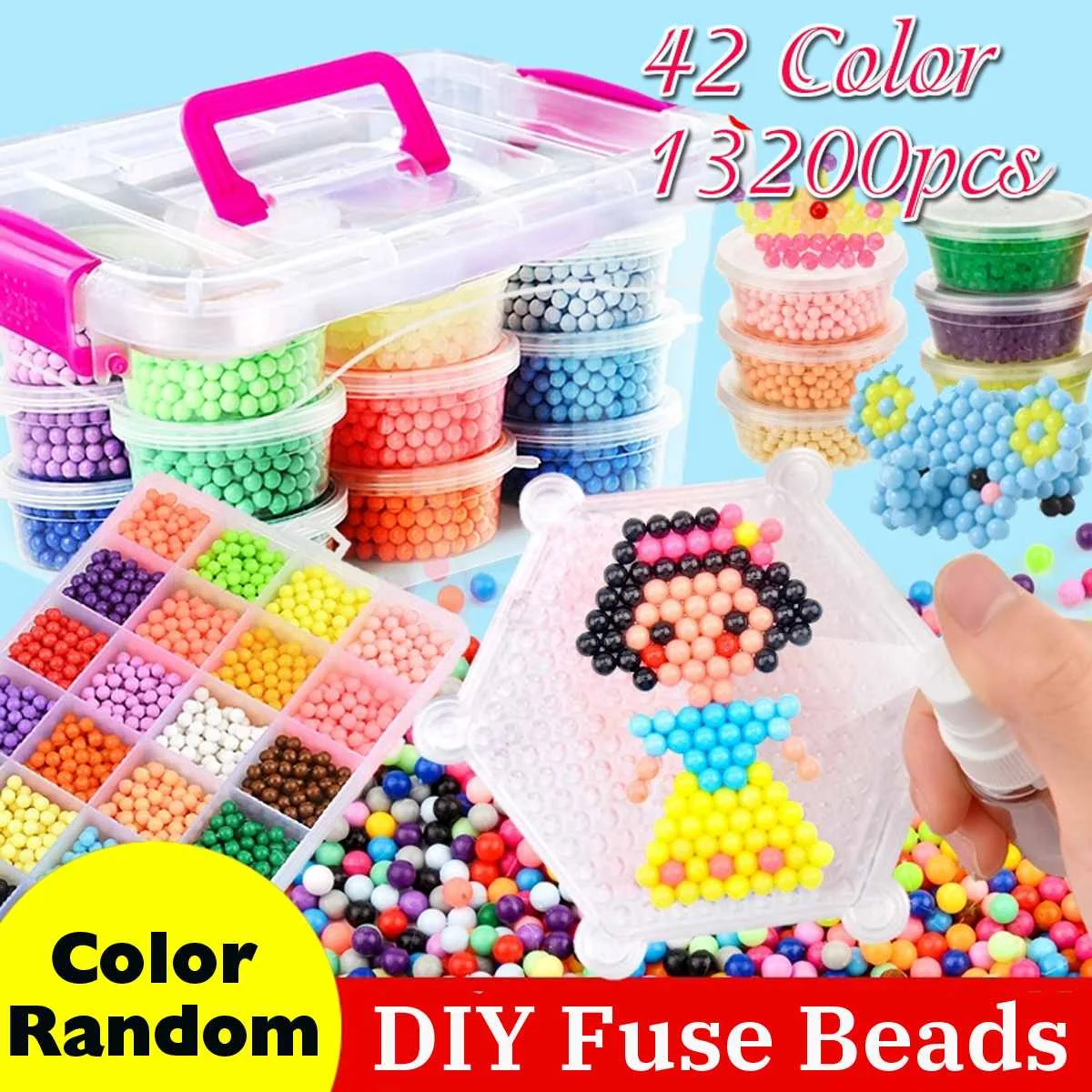 

13200pcs 42 Colors DIY 3D Water Magic Beads Fuse Beads Spray Water Puzzle Jigsaw Puzzle Christmas Gifts for Kids Toy