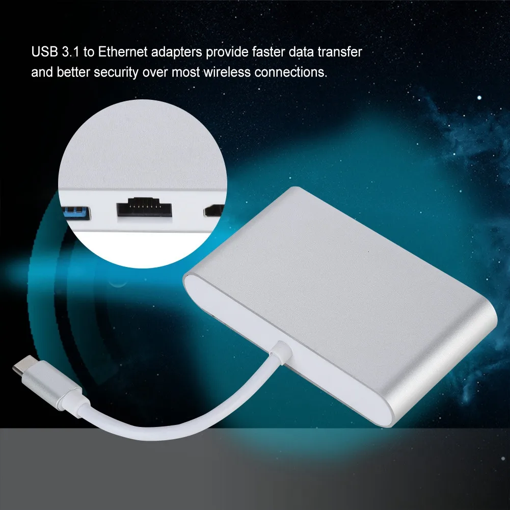 USB 3,1 тип-c концентратор к HDMI 4K+ RJ45 гигабитный Ethernet+ USB 3,0 HDMI USB-C адаптер# T3