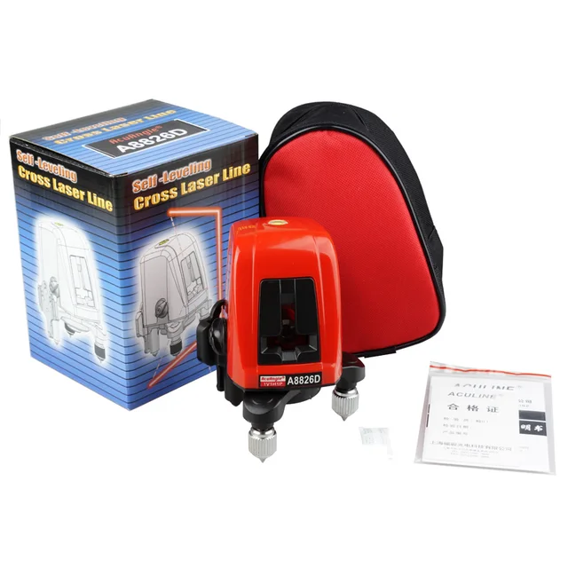 Special Offers HOT SALE A8826D better than AK435 360degree self- leveling Cross Laser Level 1V1H Red 2 line 1 point 635nm  Leveling Instrument