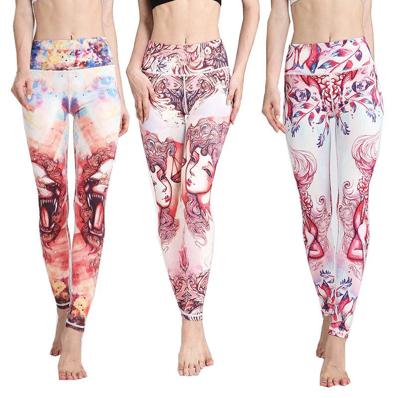 

Print Yoga Pant Leggings Sport Women Fitness High Waist Push up Women's Sports Pants Workout Women Gym Tights Running Wear,ZF149