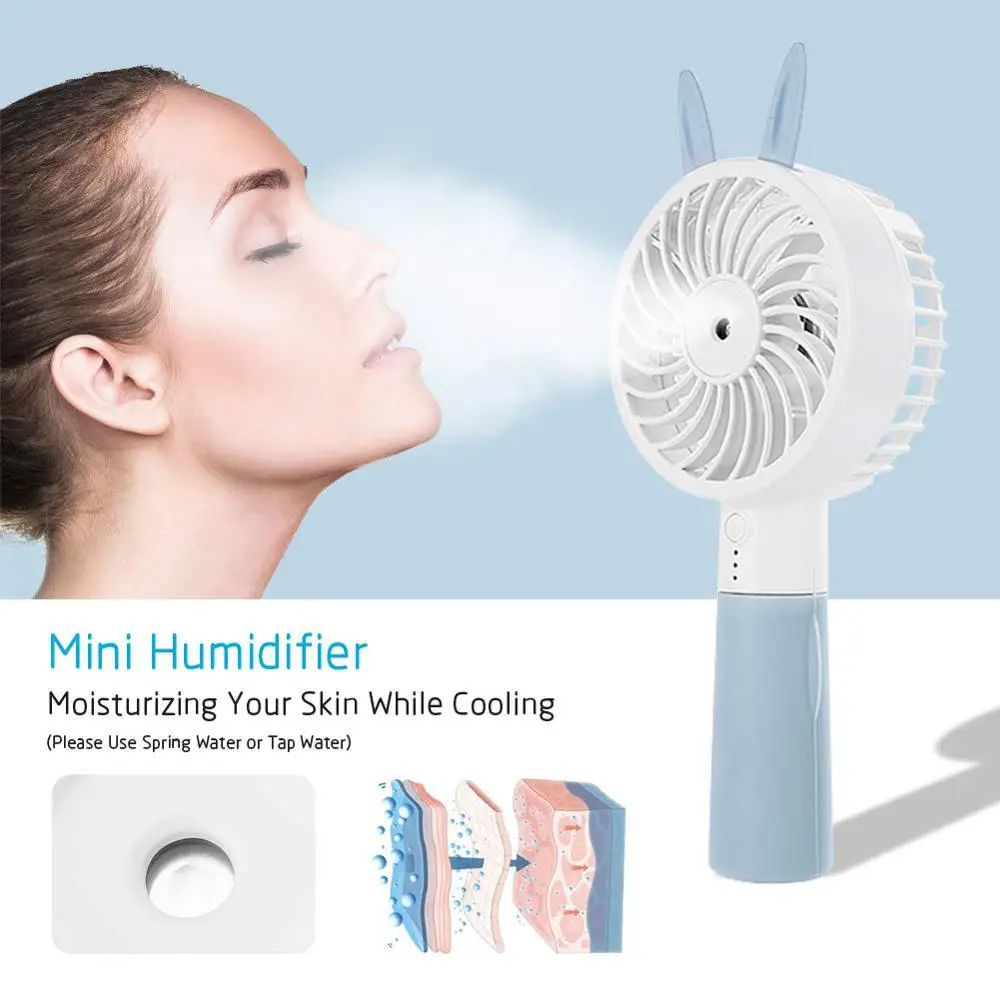 

Portable Rechargeable Handheld USB Mini Cooling Fan Rabbit Ears Quiet Humidifier