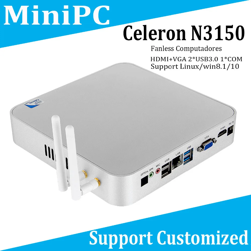 2017 Hot Gen 5 Braswell 14NM CPU N3150 Quad Core 6W Low Power Fanless Mini PC Windows 8 /10 HTPC Mini Desktop Computer Linux