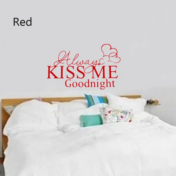 Романтичные наклейки на стену, всегда целуемся со мной, удачная ночь, обои для детской комнаты, настенный плакат, украшение для дома, наклейка на стену - Цвет: Red