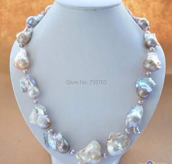 

xiuli 0014778 PINK LAVENDER BAROQUE KESHI REBORN PEARL NECKLACE