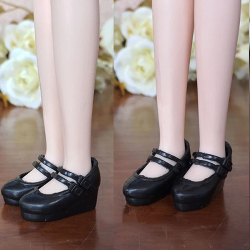 Черные модные туфли на танкетке для кукол Blythe 1/6 высоком каблуке Licca миниатюрные