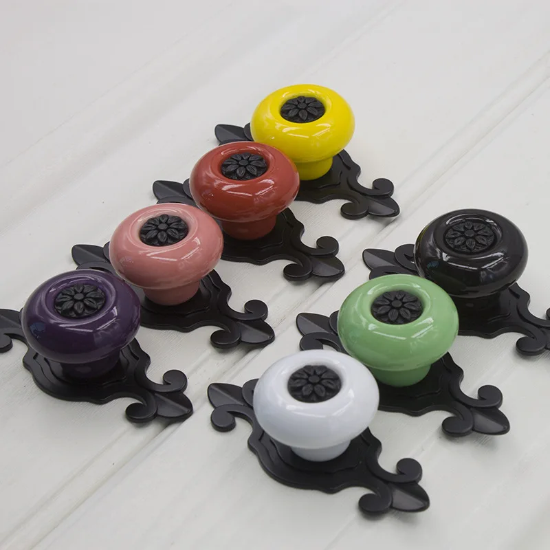 

Cabinet Pulls Furniture Hardware Vintage Flower Pull Handle Door Knobs Ceramic Cabinet Cupboard Wardrobe Drawer