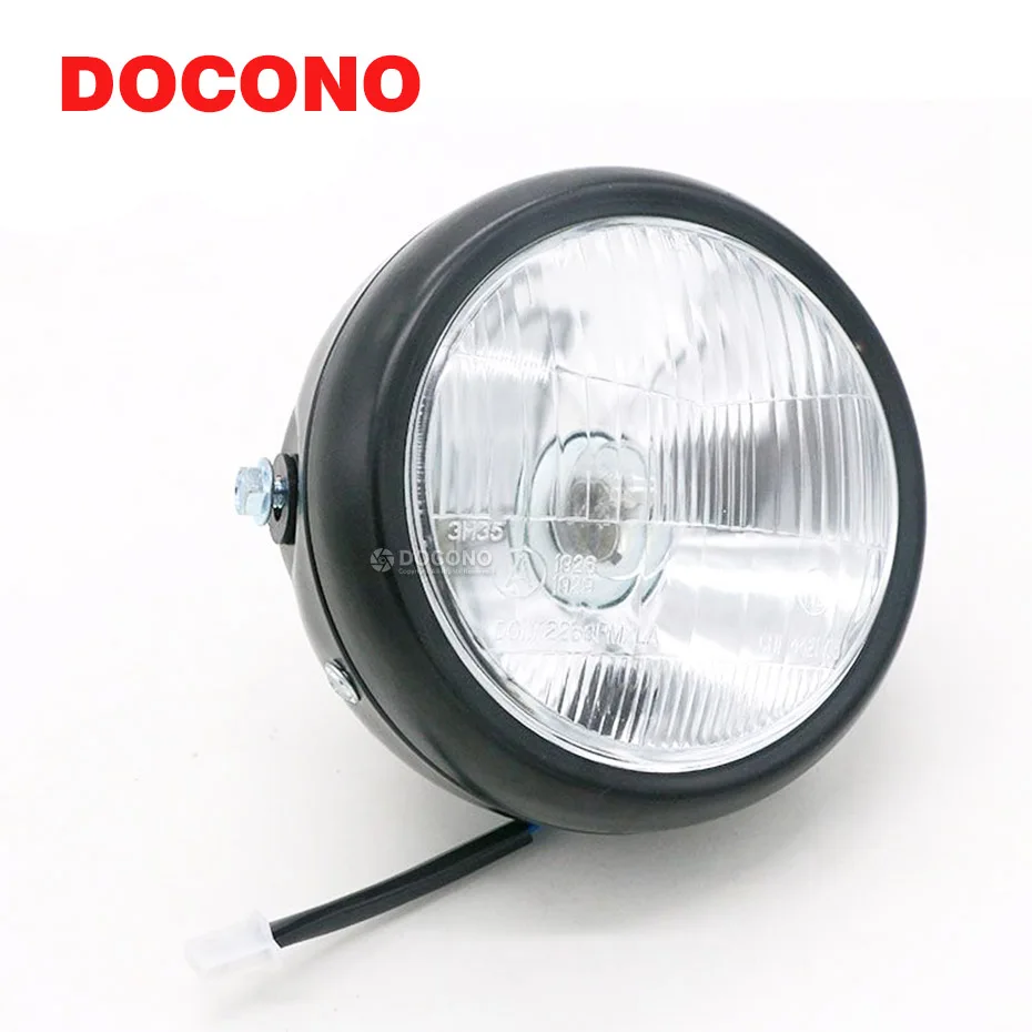 

Retro 6 1/2" Motorcycle Headlight Head Lamp Amber Halogen Front Light For Suzuki Yamaha Honda Cafe Racer
