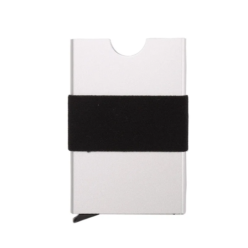 Мужской алюминиевый кошелек с задним карманом ID держатель для Карт RFID Блокировка мини тонкий металлический кошелек автоматический всплывающий кредитный держатель для карт - Цвет: silver