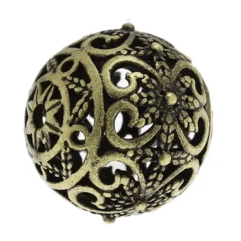 

DoreenBeads Copper Spacer Beads Round Antique Bronze Flower Hollow Pattern About 17mm x 16mm ,Hole:Approx 2mm,1 Piece