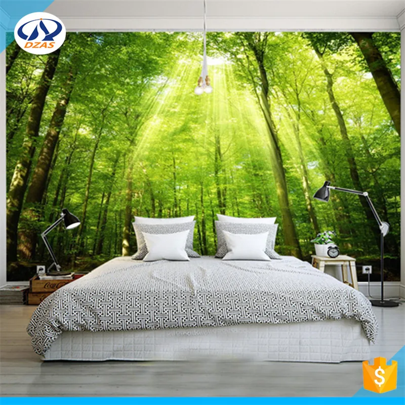 

2018 WH-DZAS Stereoscopic forest green nature landscape wallpaper bedroom TV background wall large mural