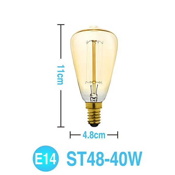 Retro Filament Lamp E27 E14 Edison Bulb 60W 40W 25W Bombilla AC240V Outdoor Decoration Lighting For Party Bar Restaurant Shop - Испускаемый цвет: ST48-40W-E14