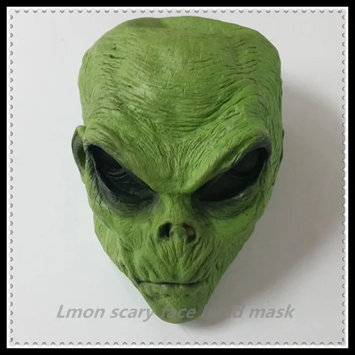 Хэллоуин Реалистичная зеленая НЛО инопланетянин маска на голову страшный костюм вечерние Косплей страшная маска с маской на руку