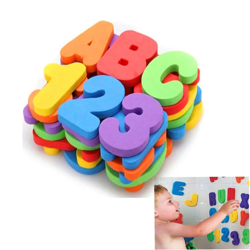 

36pcs EVA Letters Paste Bath Toy Kindergarten Kids Cognitive Words Bathroom Play Games Newborn Early Learing Education Toys 020L