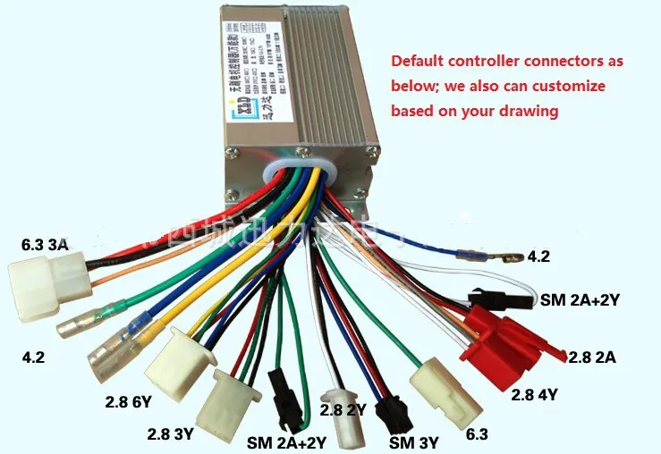 24v 36v 48v 250w 350w Brushless 6 Mosfet Hub Motor Controller For