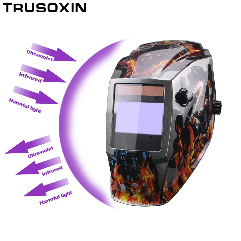 Pro Rechangeable Battery 4 Arc Sensor Solar Auto Darken/Shading Grinding Tig Arc Big View Welding helmet/Welder Goggle/Mask/Cap