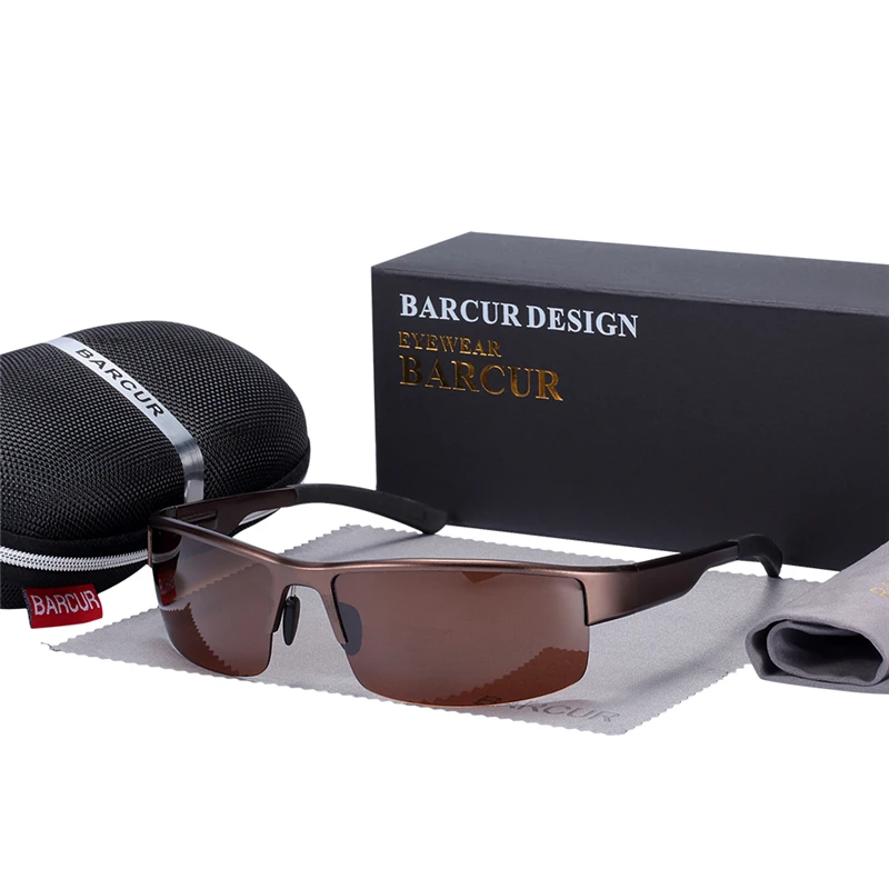 BARCUR Semi Rimless Sunglasses Men's Aluminium Magnesium