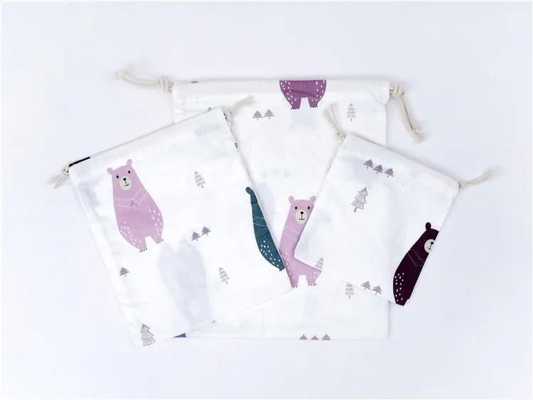 Модные Портативный Drawstring сумка обувь для девочек сумки для женщин хлопок путешествия печатных льняной мешочек хранения Одежда Drawstring