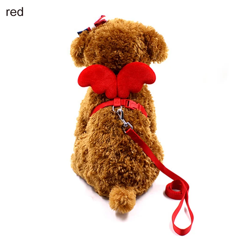 С «крыльями ангела» для домашних животных поводки для собак регулируется с милой собачкой Наряжаться собака воротничок товары для животных поводки для собак - Цвет: Красный