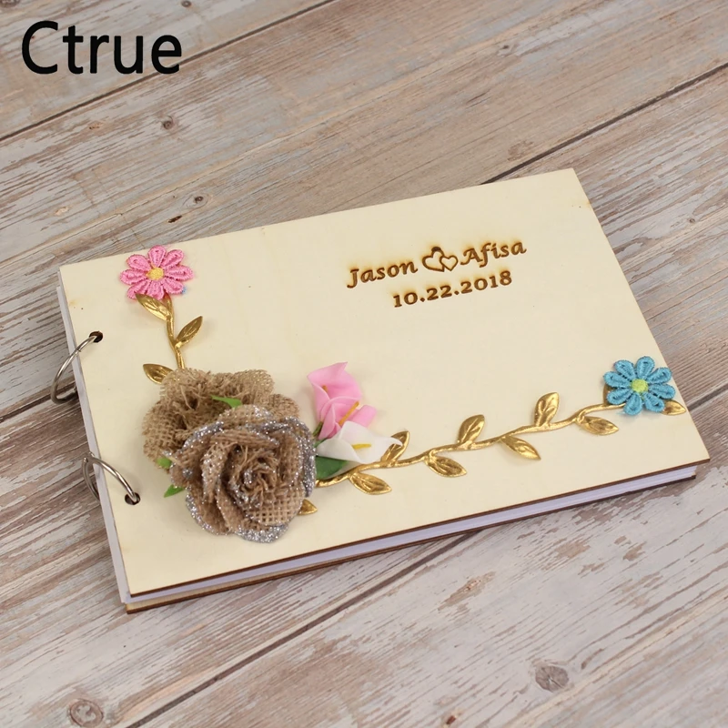 21 5cmx15cm Personalized Wedding Guest Book Guestbook With Flower
