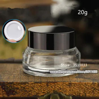 

20g High Quality Transparent Glass Cosmetic Jar Black Lid DIY Clear Glass Eye Cream Jars Concealer Cream Small Mini Glass Jar