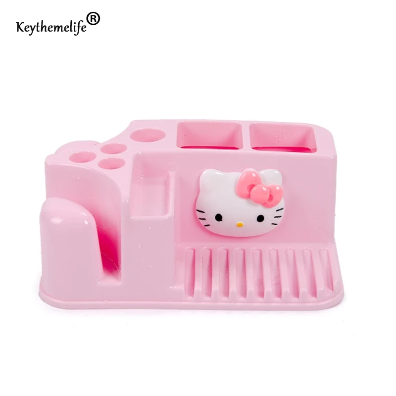 Cute Hello Kitty Cartoon Toothbrush Holder Bathroom Accessories Set Family Style Toothbrush Holder Storage Rack