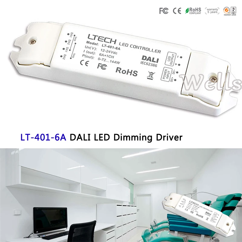 

Constant Voltage PMW DALI Dimming Driver;LT-401-6A;DC12-24V Input 6A*1CH Output led controller for led strip