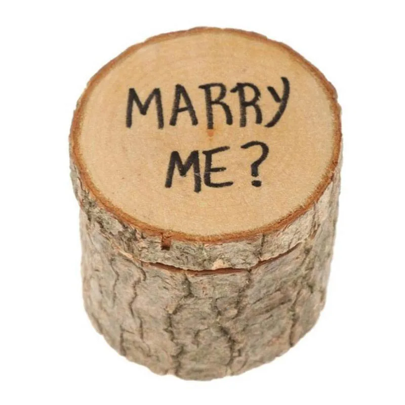 Деревенский Деревянные Кольца Поле MARRY ME кольцо держатель Box Обручение Валентина