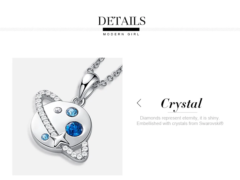 CDE 925 пробы, серебряное ожерелье украшено кристаллами, женское ожерелье с кулоном, ожерелье с планетой, ювелирные изделия