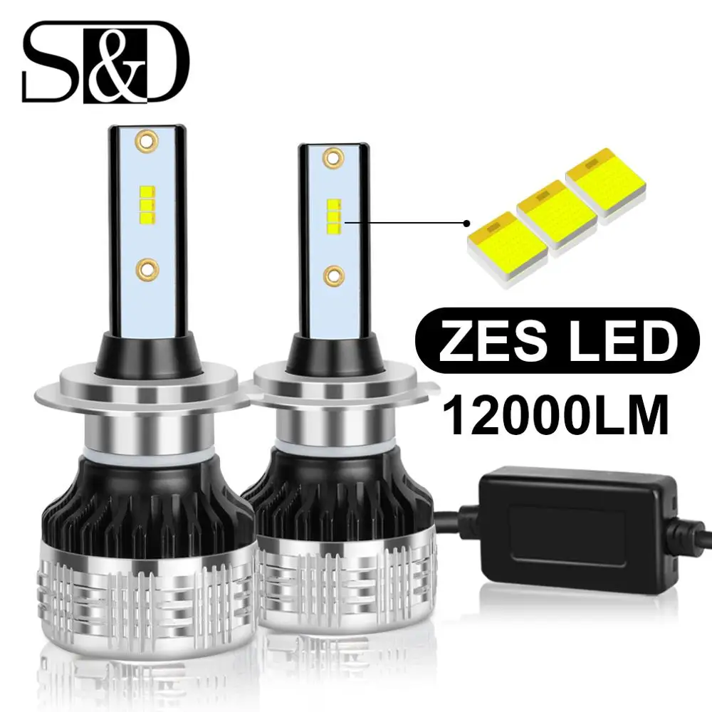 

2pcs H1 H3 H4 H7 H8 H11 HB3 9005 HB4 9006 H27 880 881 LED Car Headlight Bulb with ZES Chip 12000LM 6000K Automotive Headlamp 12V