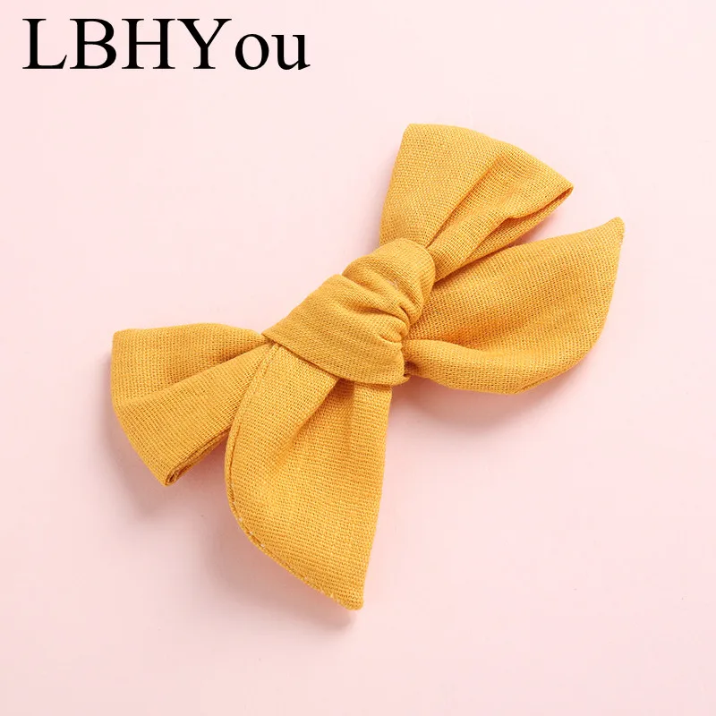 

1pcs Soild Cotton Linen Bows Hair Clips,One Size Fit Most School Girls Knotbow Fabric Hairpins,Kids Girls Hair Accessories