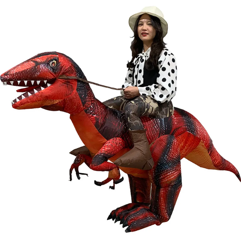 

New style T-REX dinosaur Inflatable costume for Carnival day Adult Fancy Dress Costume Halloween costume Red velociraptor