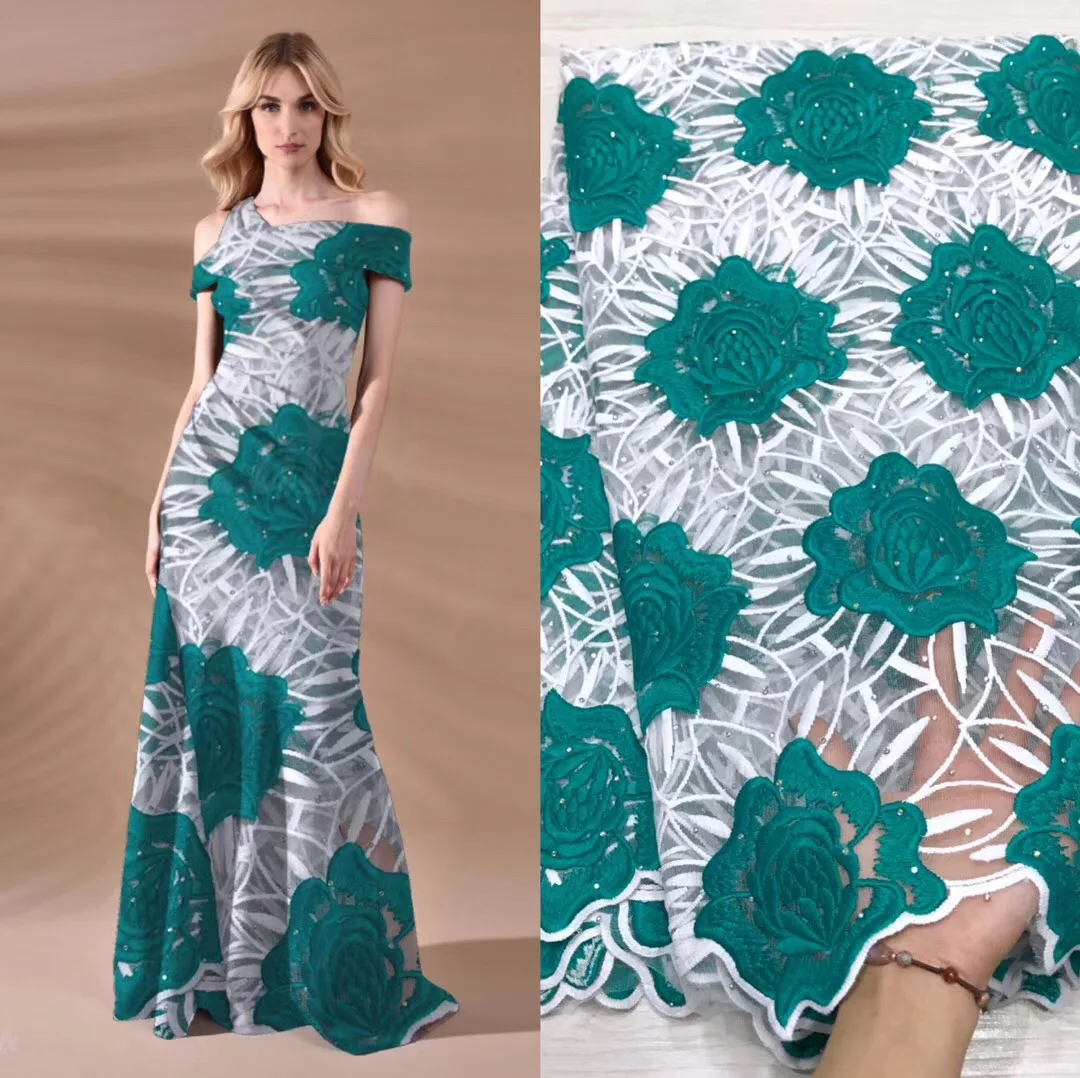 

2019 African Laces Fabrics Embroidered Nigerian Guipure French Cord Lace Fabric High-quality Rose African French Net Lace B1