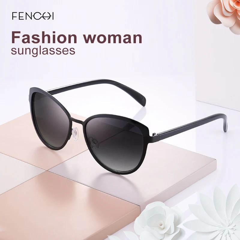 FENCHI Women Sunglasses DesignerTrendy Brand Vintage Pink Mirror Sun Glasses Ladies Cat Eye Eyewear Oculos Feminino De Sol ladies sunglasses Sunglasses