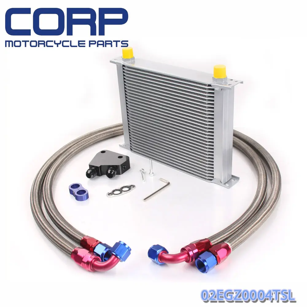 Universal 30 Row JDM Engine Oil Cooler Kit + Sandwich Plate fit for LS1