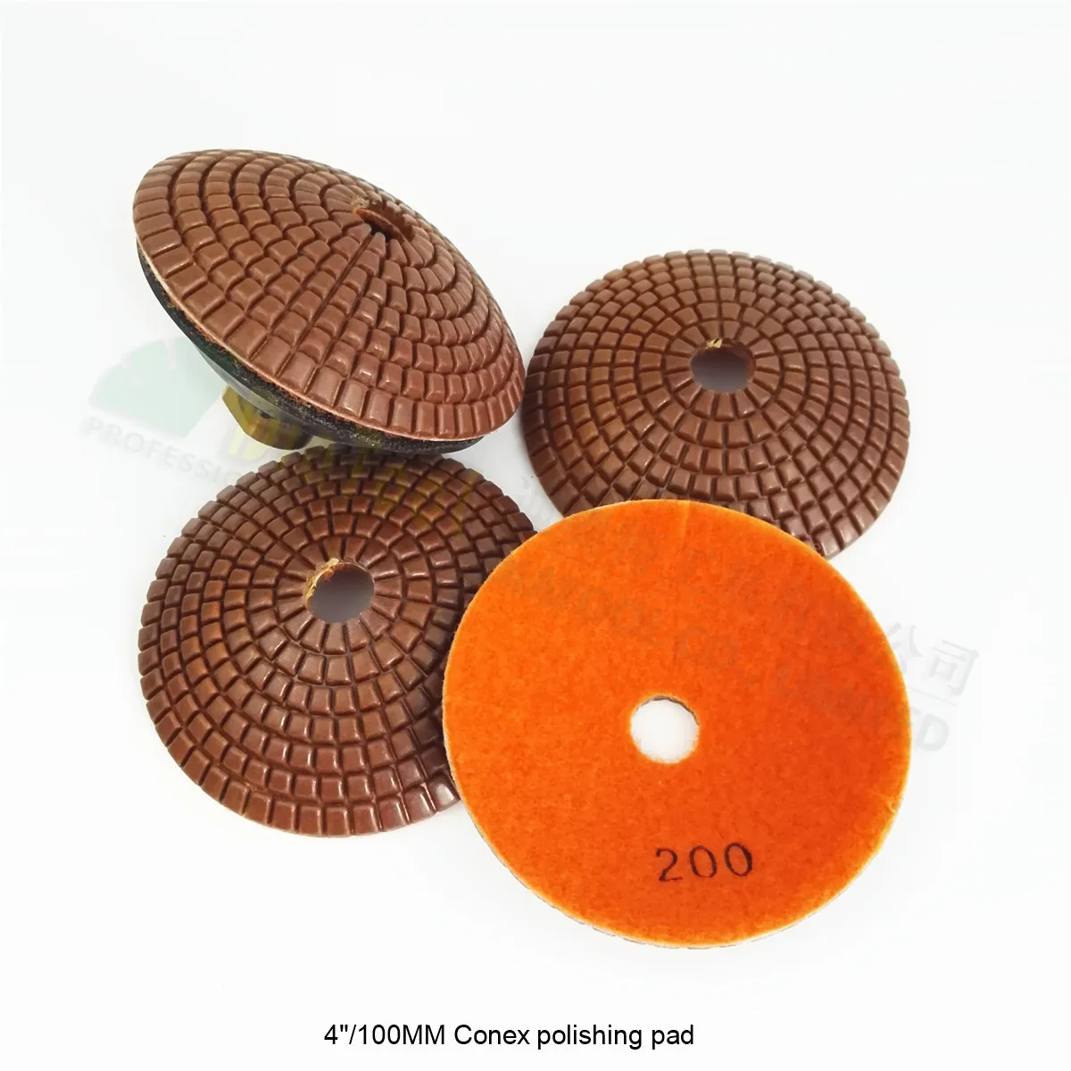 

SHDIATOOL 4pcs 4" #200 bowl shaped wet diamond polishing pads with rubber backer M14 thread Diameter 100mm convex sanding disc