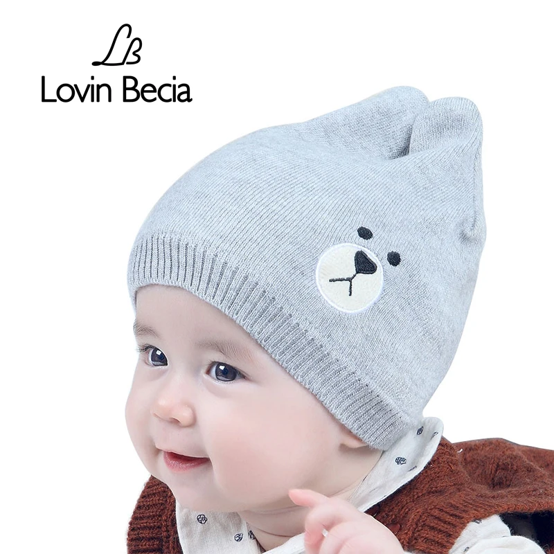 Lovin Becia Infant Baby Hat Kids Newborn Knitted Woolen Cap Cute Bear Star Baby Boy Girls Spring