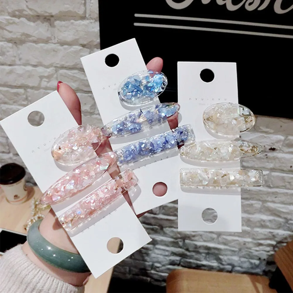 

CN Hair Acessories Pink Shell Hair Clips For Women Acrylic Hairpin Girls Geometric Oval Hair Barrettes Claws Vintage Hairgrips