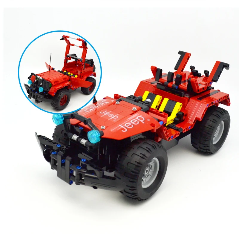 531pcs Legoing Technic Series Building Blocks RC Car Red Jeep Wrangler 2 IN 1 Off-Road Climbing Cross Country Trucks Bricks Toys