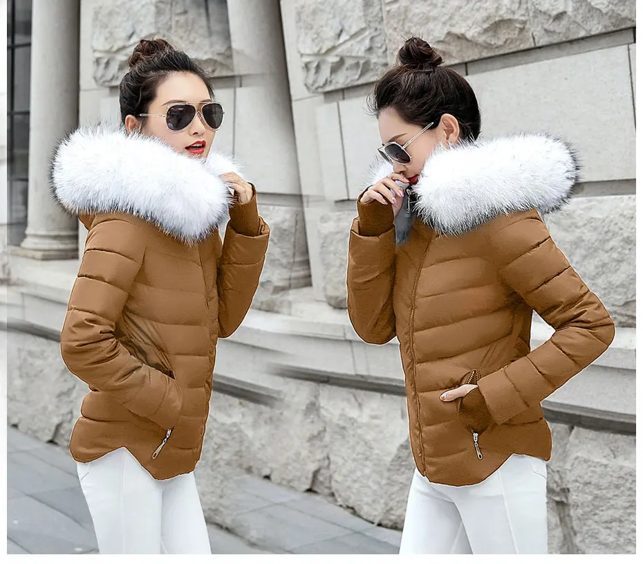 warmest winter coats for women Female Warm Winter Jacket 2020 Fashion Women Hooded Fur collar Down Cotton Coat Solid color Slim Large size Female Coat Leather Jackets
