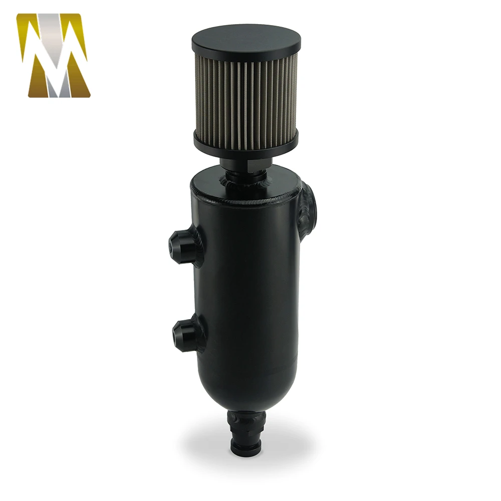 

Auto Accessories 750ml Silver 12 ORB Oil Catch Can Tank with Breather & Drain Tap Car Polished Black Fuel Tank