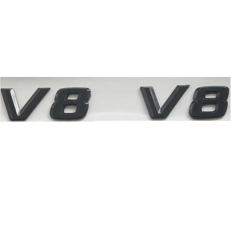 Блестящие черные плоские буквы шрифтов V 8 детской эмблемы для Mercedes Benz AMG V8 2