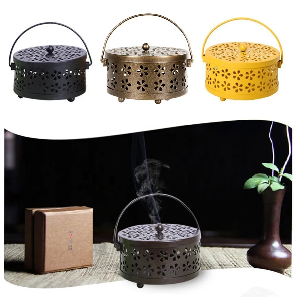 Metal Hollow Floral Mosquito Coil Holder Case Burner Galvanized Steel