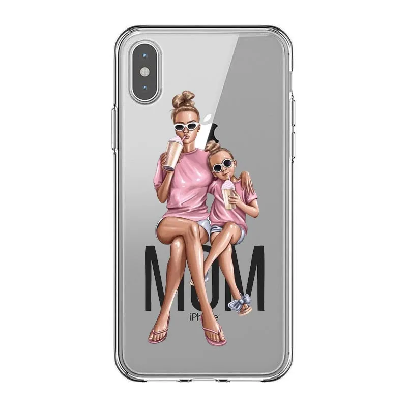 Модный чехол для мамы и дочки queen IPhone X XS Max XR 8 7 6 6s Plus 5 5S SE прозрачный силиконовый