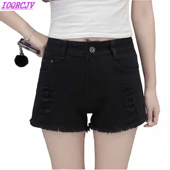 

Summer Women Jeans 2018 Fashion High waist Shorts Tassel Hole Student Jeans Hot Pants Plus size Female Straight Jeans IOQRCJV188