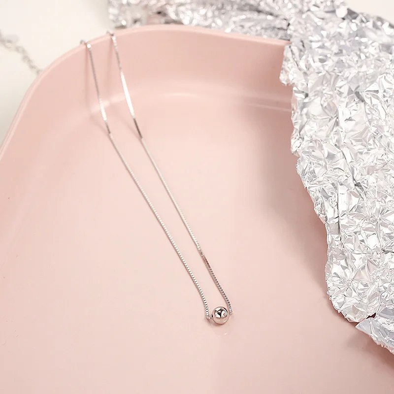 925 пробы серебряный маленький мини-Шарик Короткое ожерелье с подвеской для женщин крутой минималистичный подарок для девочек ювелирные изделия ключицы ожерелья цепи